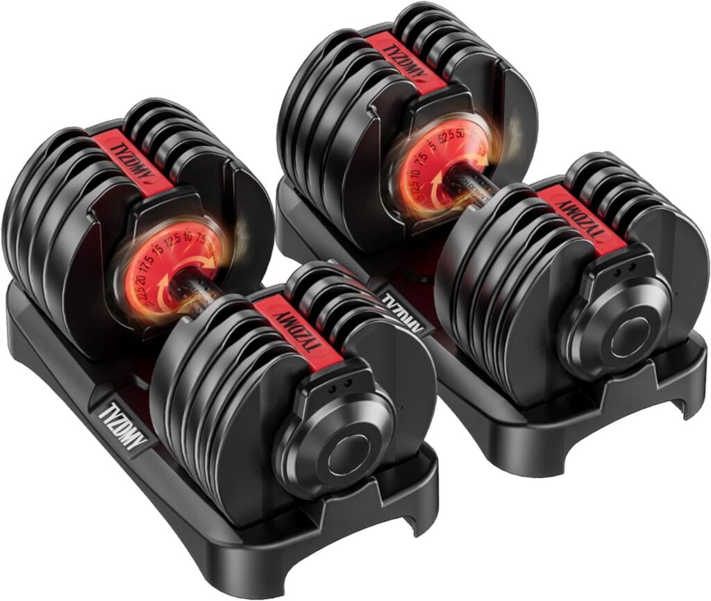 TYZDMY Adjustable Dumbbells Set of 2,Free Weights Dumbbells Set,Adjustable Dumbbell Set,52.5 lbs pair 105 lbs,15 in 1,for Men/Women Gym Equipment for Home Strength Training Equipment