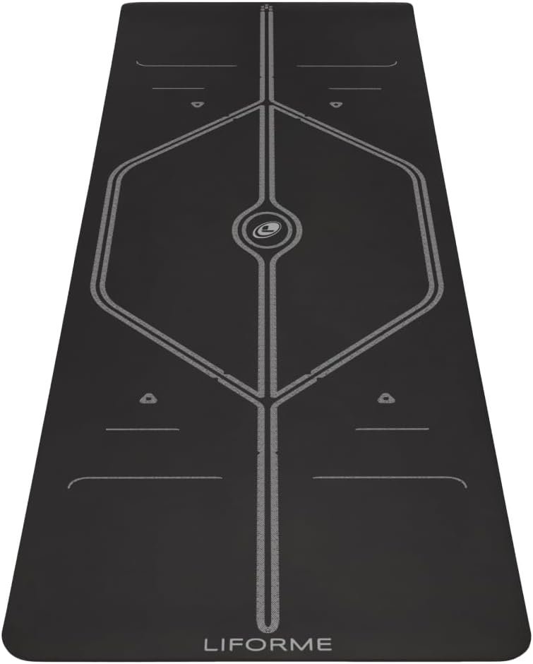 Liforme XL Yoga Mat – Free Yoga Bag Included – Patented Alignment System, Warrior-like Grip, Non-slip, Eco-friendly, sweat-resistant, long, wide, 4.2mm thick mat for comfort