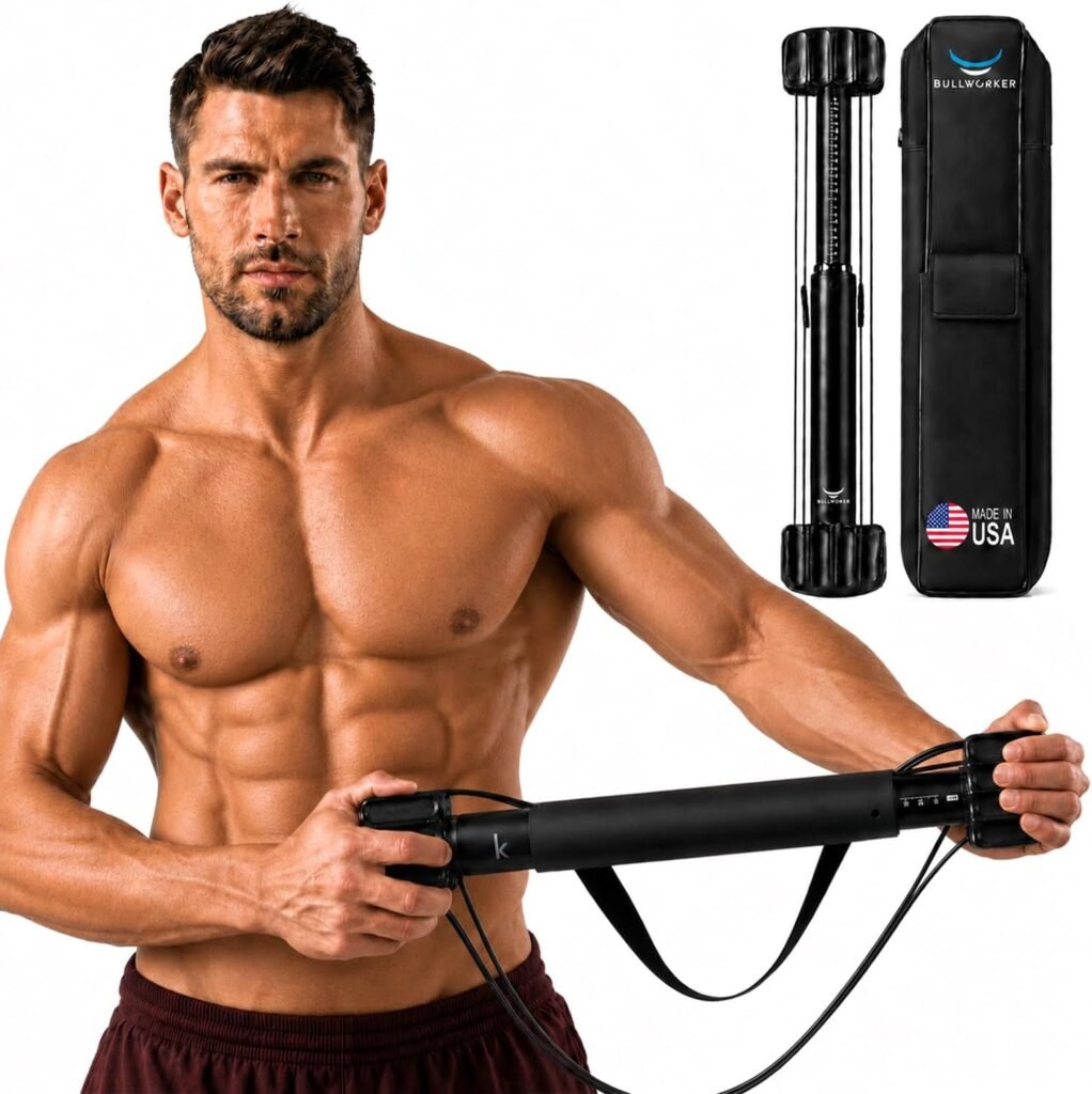 Bullworker X5 Pro 28″ Isometric Exercise Equipment, Portable Home Gym Trainer with 0 to 150 lbs Resistance, Upper Body Workout, Chest, Arms, Back, Shoulder & Abs Gear for Men & Women
