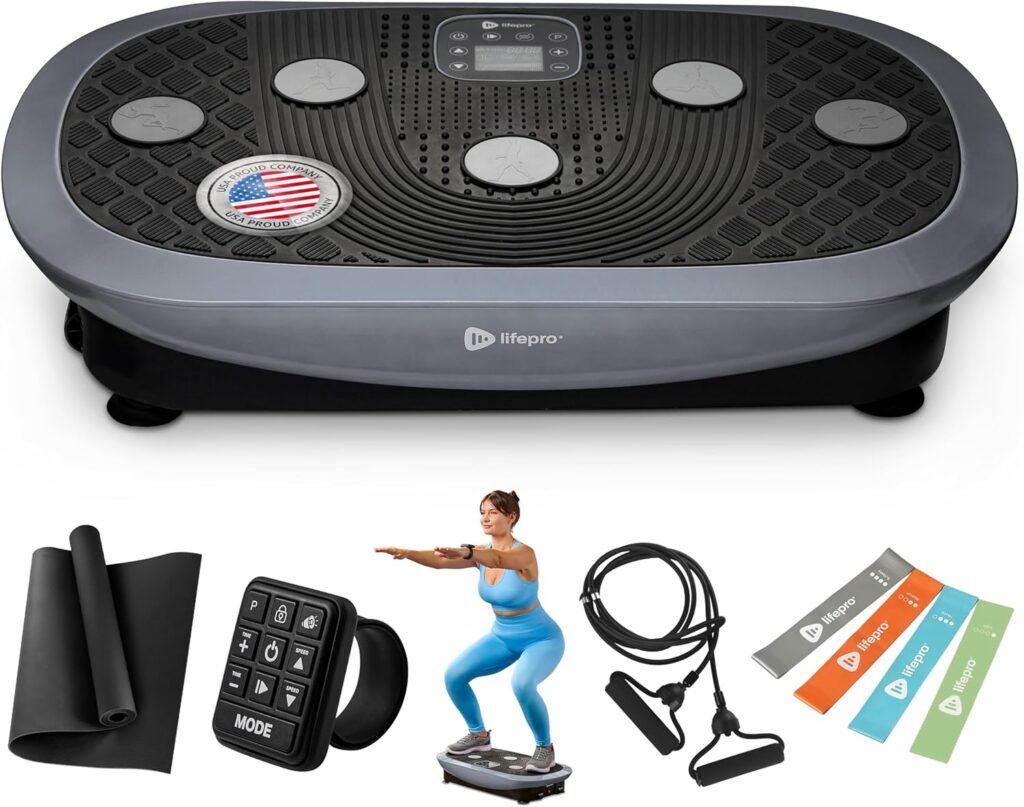 Lifepro 4D Vibration Plate Exercise Machine — Triple Motor, 7 Presets, 60 Speeds Rumblex Plus/Pro Vibrating Platform with Wrist Remote — Whole Body Shaker Vibration Plate for Lymphatic Drainage