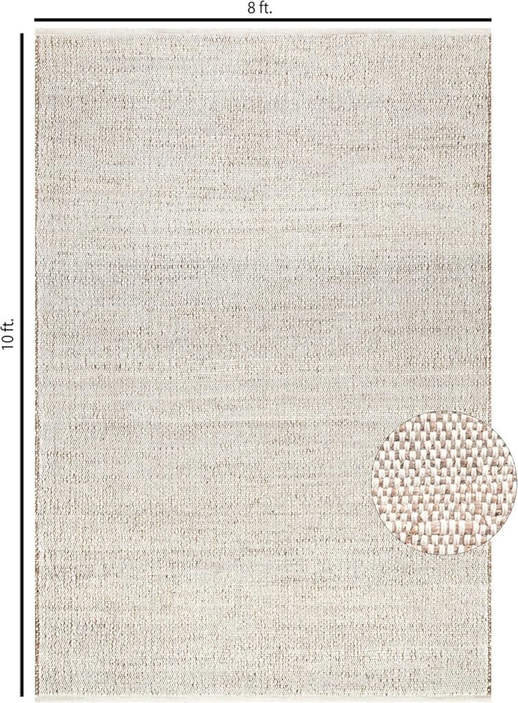 S & L Homes Jute Cotton Hand Woven Natural Farmhouse Area Rug for Living Room – Rustic Vintage Bohemian Décor – (8′ x 10′ Natural)
